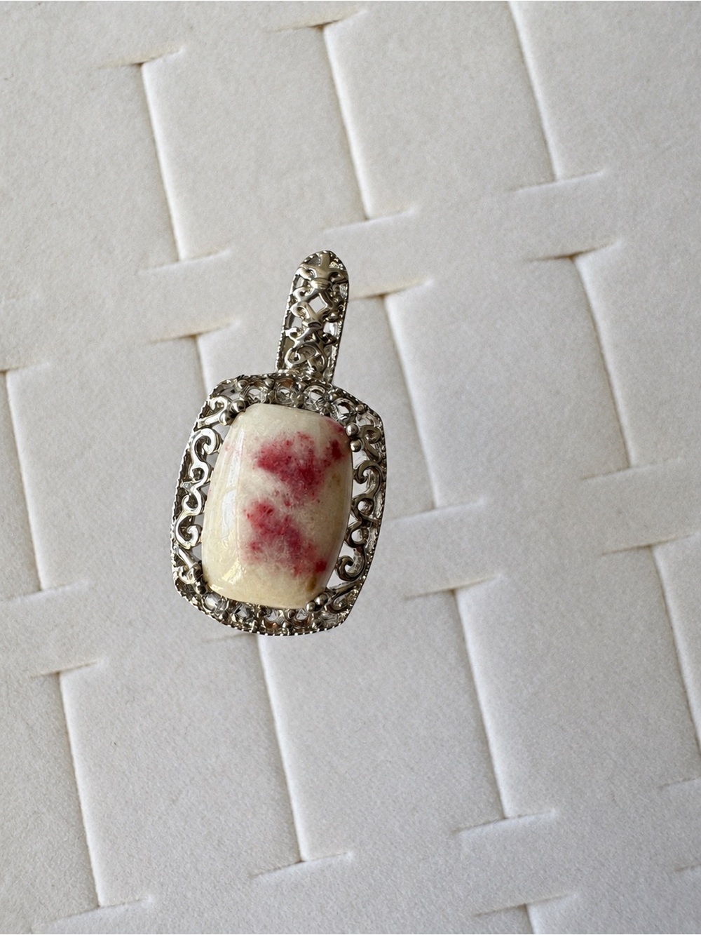 Cinnabar in Quartz Pendant Sterling Silver